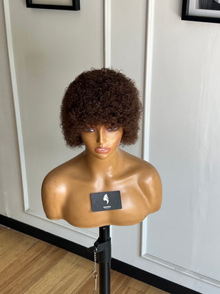 13a Brown Curly Pixie Fringe Wig