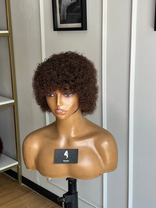 13a Brown Curly Pixie Fringe Wig