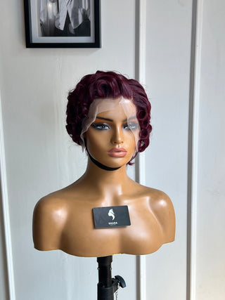 12a Wavy Pixie Full Frontal Burgundy Wig (Available instore & Whatsapp)