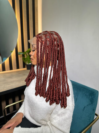 Box Burgundy Braid Bob Unit