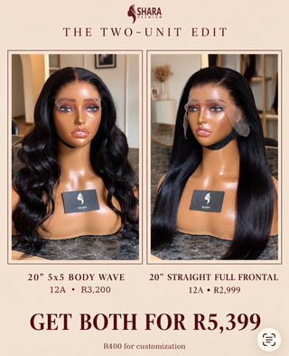 Combo: 12a bodywave 20" 5x5 + Silky Full Frontal Straight 20”