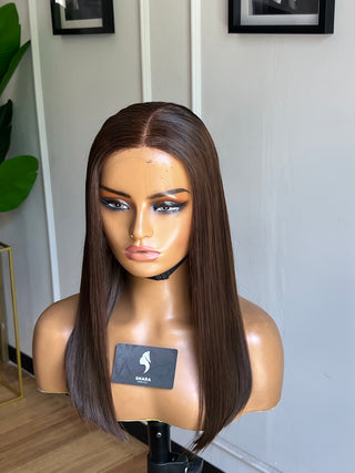 12a Straight Glueless 5x5 16” Brown Bob Wig