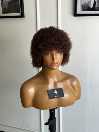13a Brown Curly Pixie Fringe Wig