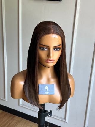 12a Straight Glueless 5x5 16” Brown Bob Wig