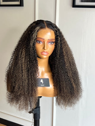 13a Kinky Curl T-Part 24” Highlighted Wig