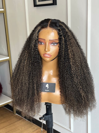 13a Kinky Curl T-Part 24” Highlighted Wig