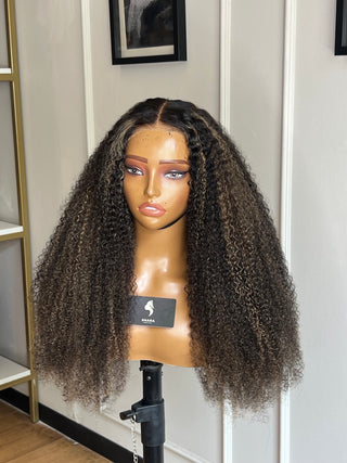 13a Kinky Curl T-Part 24” Highlighted Wig