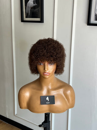 13a Brown Curly Pixie Fringe Wig