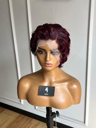 12a Wavy Pixie Full Frontal Burgundy Wig (Available instore & Whatsapp)