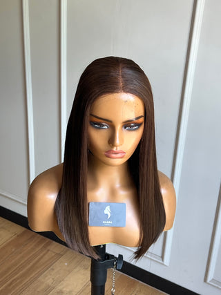 12a Straight Glueless 5x5 16” Brown Bob Wig