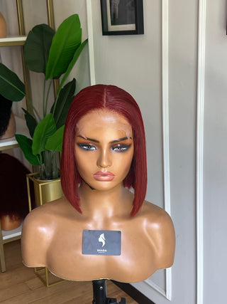 14a Super Double Drawn 5x5 10” Burgundy Bob Wig