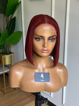 14a Super Double Drawn 5x5 10” Burgundy Bob Wig