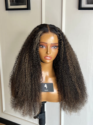 13a Kinky Curl T-Part 24” Highlighted Wig
