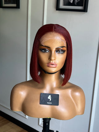 14a Super Double Drawn 5x5 10” Burgundy Bob Wig