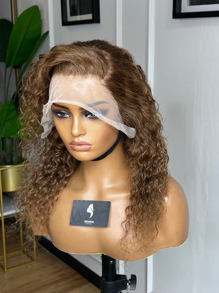 12a Water Curl Full Frontal Brown 14inch Wig