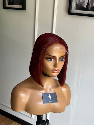 14a Super Double Drawn 5x5 10” Burgundy Bob Wig