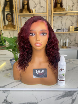 Clearance Faulty Unit: 13a Frontal HD 14" Deep curl Bleached to Burgundy