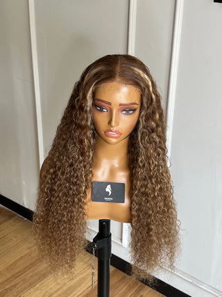 13a Water Curl U-Part 26” Highlighted Wig