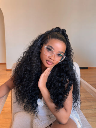 13a Machine Made Wigs : Bohemian Water Curl Double Drawn HD Frontal Wigs