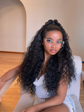 13a Machine Made Wigs : Bohemian Water Curl Double Drawn HD Frontal Wigs