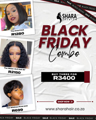 Combo: The Imani 12a 4x4 wig + The water curl 16” wig + The Whitney pixie wig