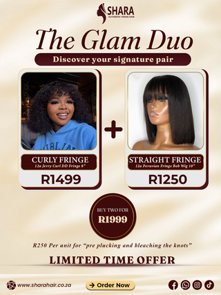 Combo: 12a Jerry Curl Fringe 8" + 12a Peruvian Fringe Bob 10"