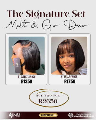 Combo: 8” sleek full frontal bob + 6” Bella fringe