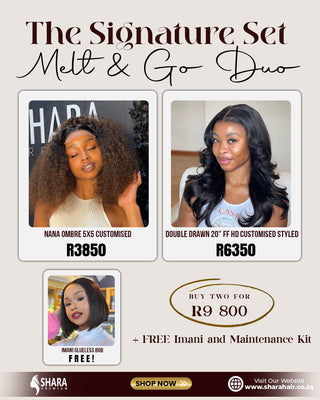 Combo : The Nana ombre 5x5 + Double drawn 20” full frontal HD