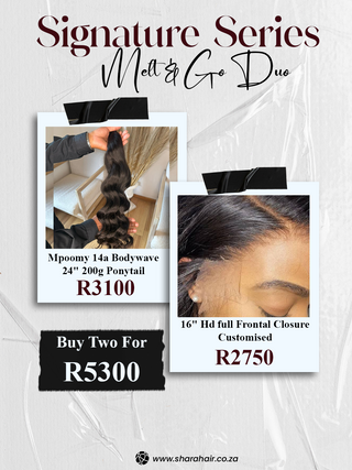 Combo: The Mpoomy Ponytail + 16” HD Full Frontal Closure Customised