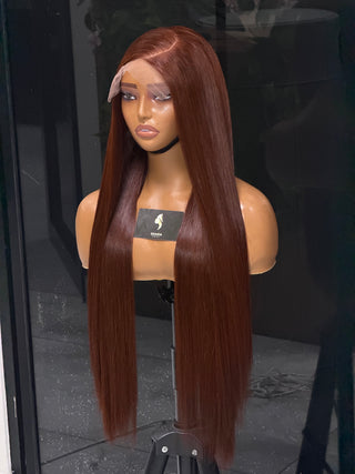 Auburn Brown Baby Thin Raw Hair 24” Glueless 6x6