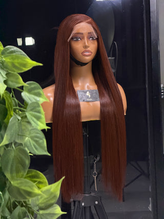 Auburn Brown Baby Thin Raw Hair 24” Glueless 6x6