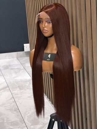 Auburn Brown Baby Thin Raw Hair 24” Glueless 6x6