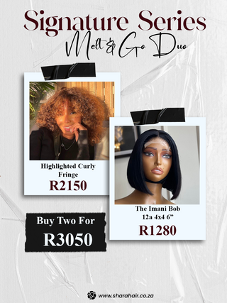 Combo : 12” Highlighted curly fringe + Imani 12a 4x4 6” Bob