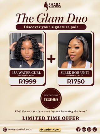 Combo: 13a Water Curl Full Frontal 12” Bob + Sleek Full Frontal 10” Bob