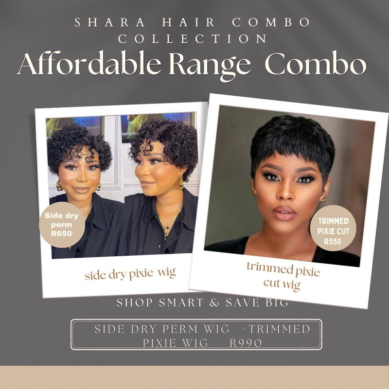 Combo: Side Dry Perm + Trimmed Pixie Cut Wig