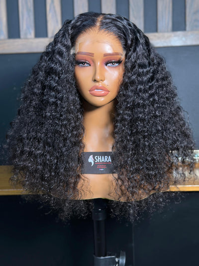 Machine Made Wigs : Grade 13a 5×5 Deep Curl HD Closure Wigs