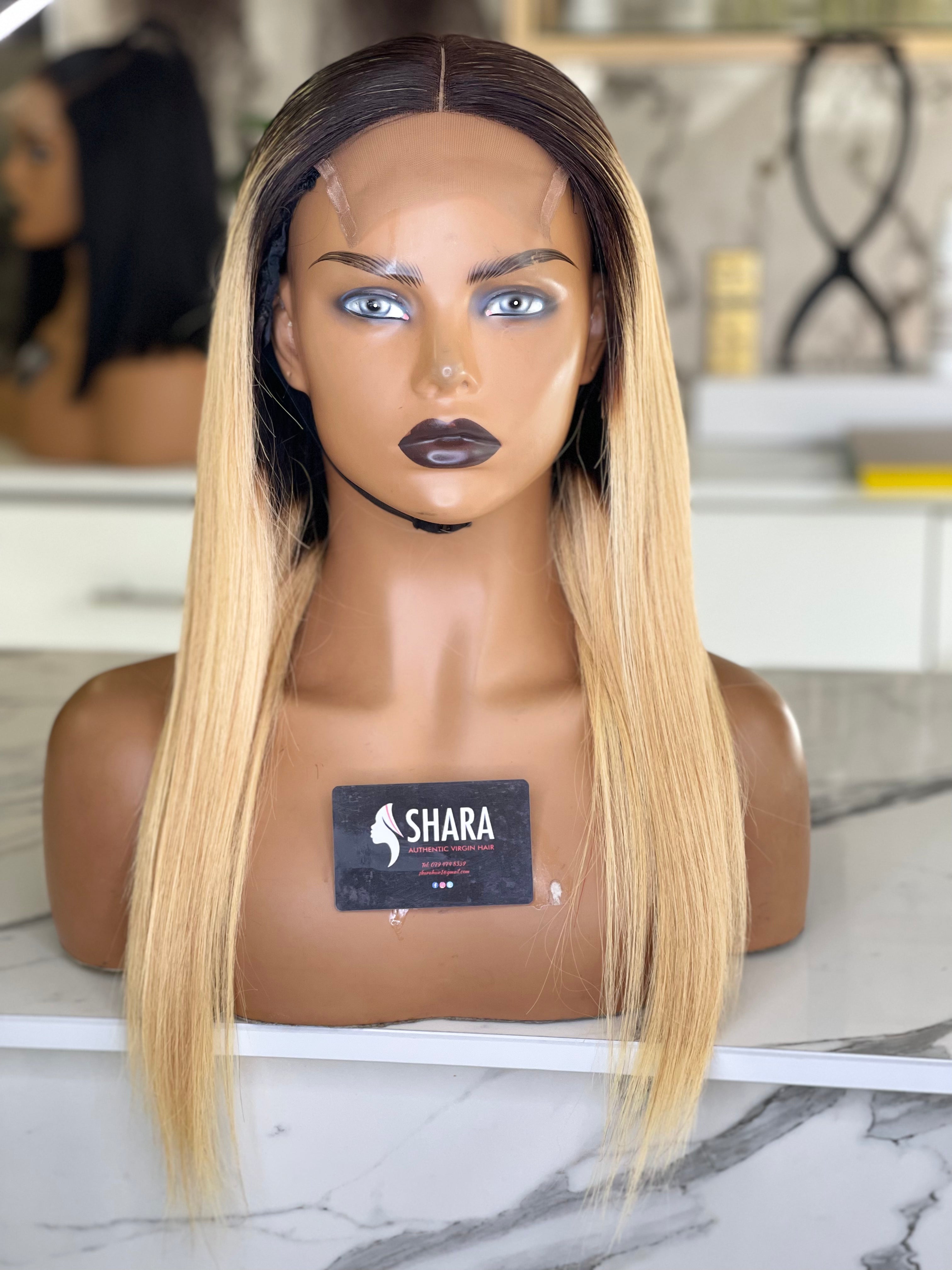 Clearance:12a 18” 613 With Black roots 3 part wig – Shara Hair ZA