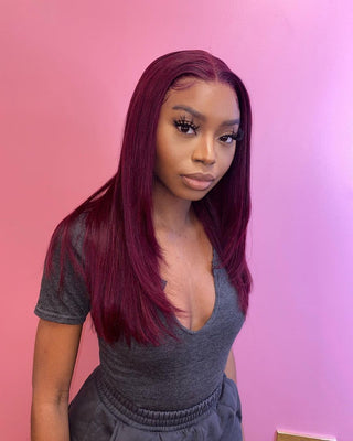 Colour : Burgundy Frontal 13a Wig