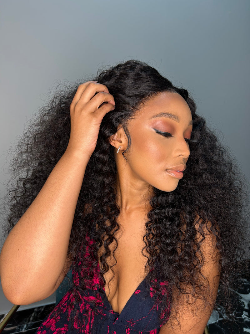 Machine Made Wigs : 13a Deep Curl  Frontal HD Wigs
