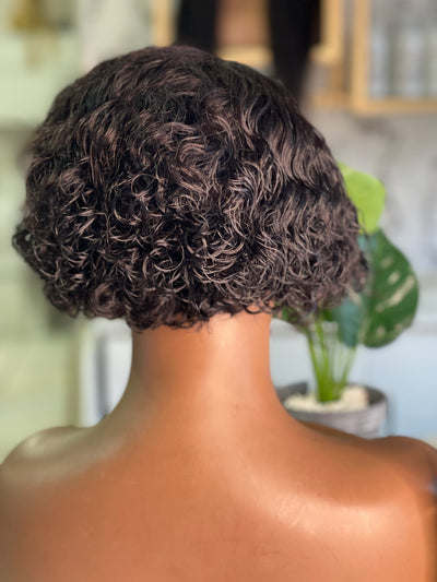 Clearance:11a Loose curl Pixie Side Part