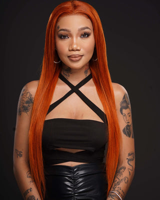 Colour : Ginger Orange Brazilian Frontal 13a Wig